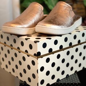 UGG Luci Metallic Leather Rose Gold Mules